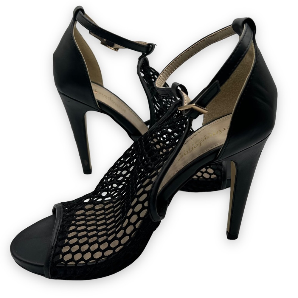 NEW Prima Donna Black Mesh Stiletto Sandals Made in Italy Women’s Size 37